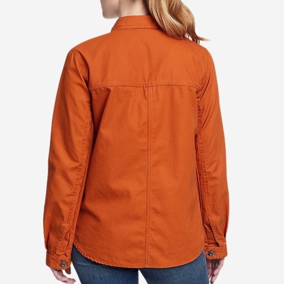 Eddie Bauer Ryderwood Shirt Jacket Shacket Denim Orange/Adobo XS - Picture 3 of 3